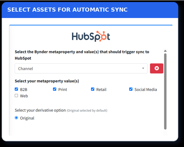 SELECT ASSETS FOR AUTOMATIC SYNC